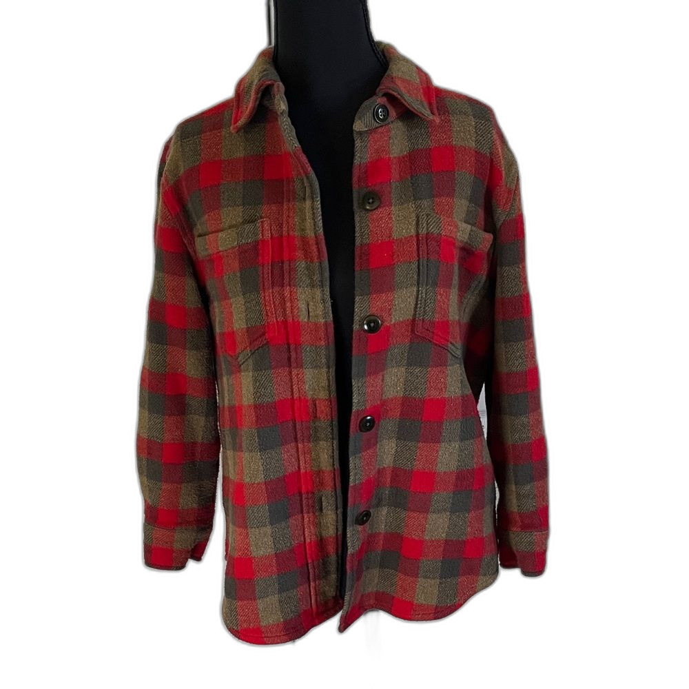 The Great Craftsman Red Brown Plaid Shirt Jacket Shacket Flannel Sz 0 Cabincore